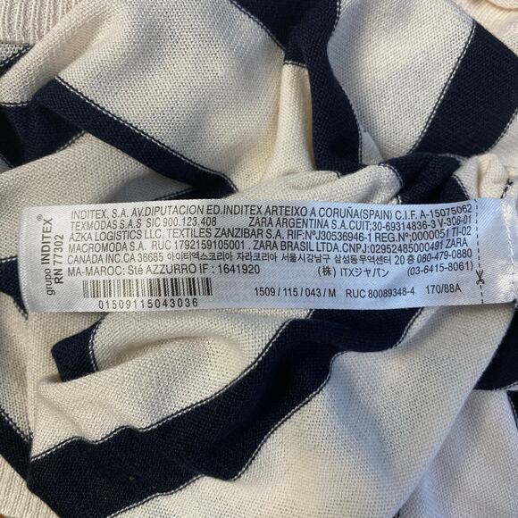 Zara Black and White Striped Lightweight Sweater Size M Classic Preppy Casual - Picture 6 of 7